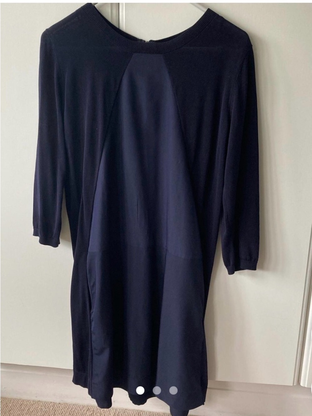 COS Navy Two-Tone Long Sleeve Shift Dress